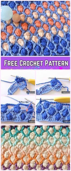 Crochet Colorful Cluster Stitch Free Pattern