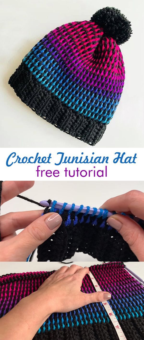 Crochet Colorful Tunisian Hat Beanie – Hetty J.