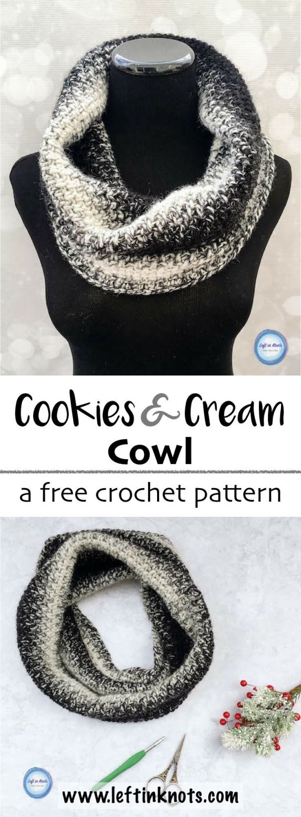 Crochet Cookies and Cream Cowl- A Free One Skein Pattern — Left in Knots
