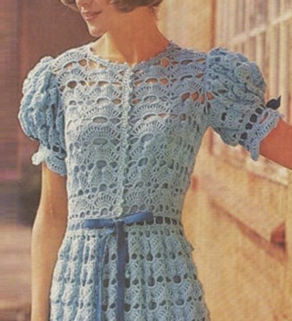 Crochet DRESS Pattern Vintage 70s Crochet Wedding Dress Pattern Crochet Open Work Dress Pattern