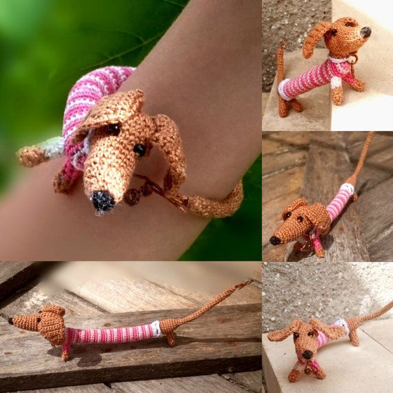Crochet Dog Dachshund Small Amigurumi Toy Crochet by MaryankaDolls