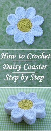 Crochet Easy Daisy Coasters,  #Coasters #Crochet #Daisy #Easy