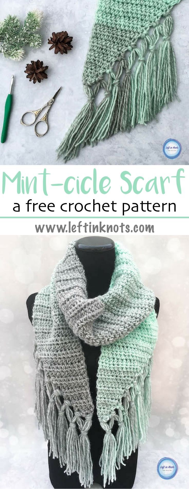 Crochet Mint-cicle Scarf – Free Pattern — Left in Knots