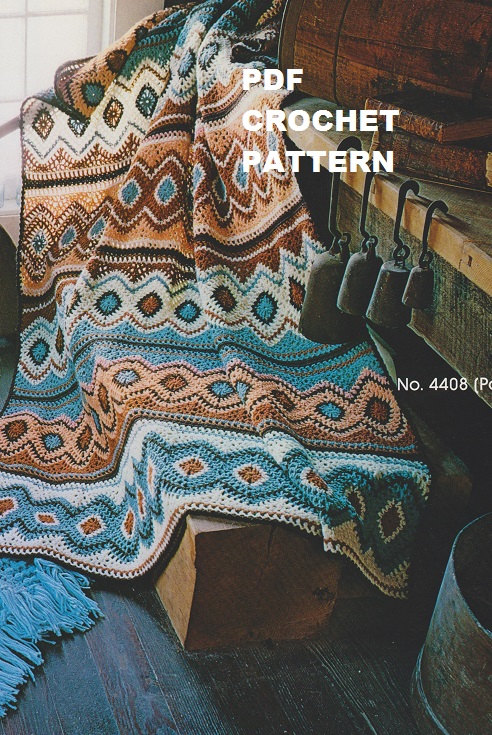 Crochet Navajo Afghan Pattern #KC0014, Intermediate Skill Level, Crochet PDF Pattern