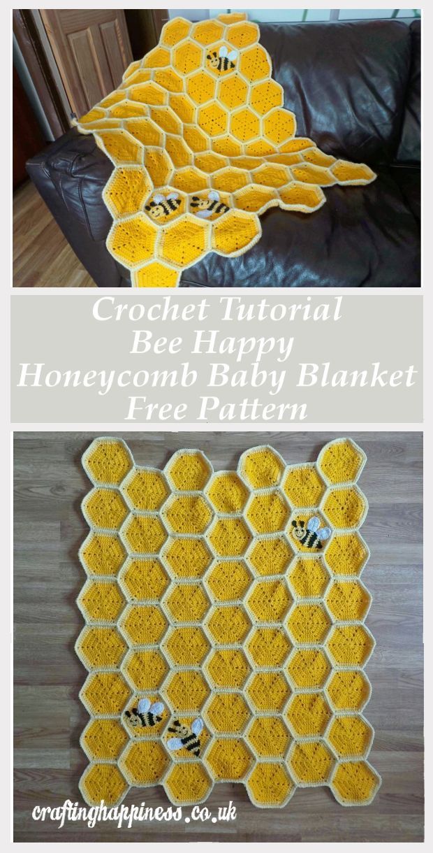 Crochet Pattern: Bee Happy Honeycomb Baby Blanket