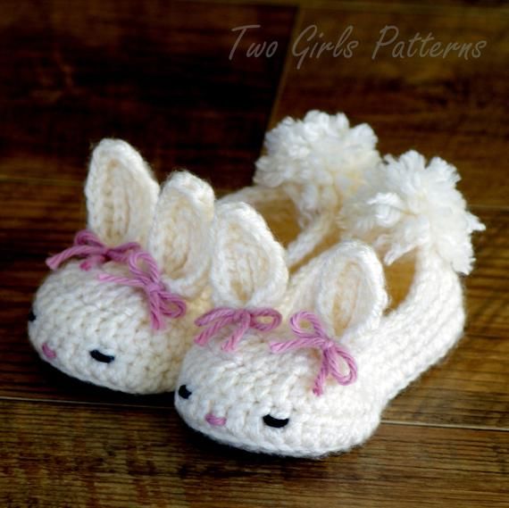 Crochet  Patterns Classic Year-Round Bunny House Slippers PDF – Pattern number 204 Instant Download  kc550