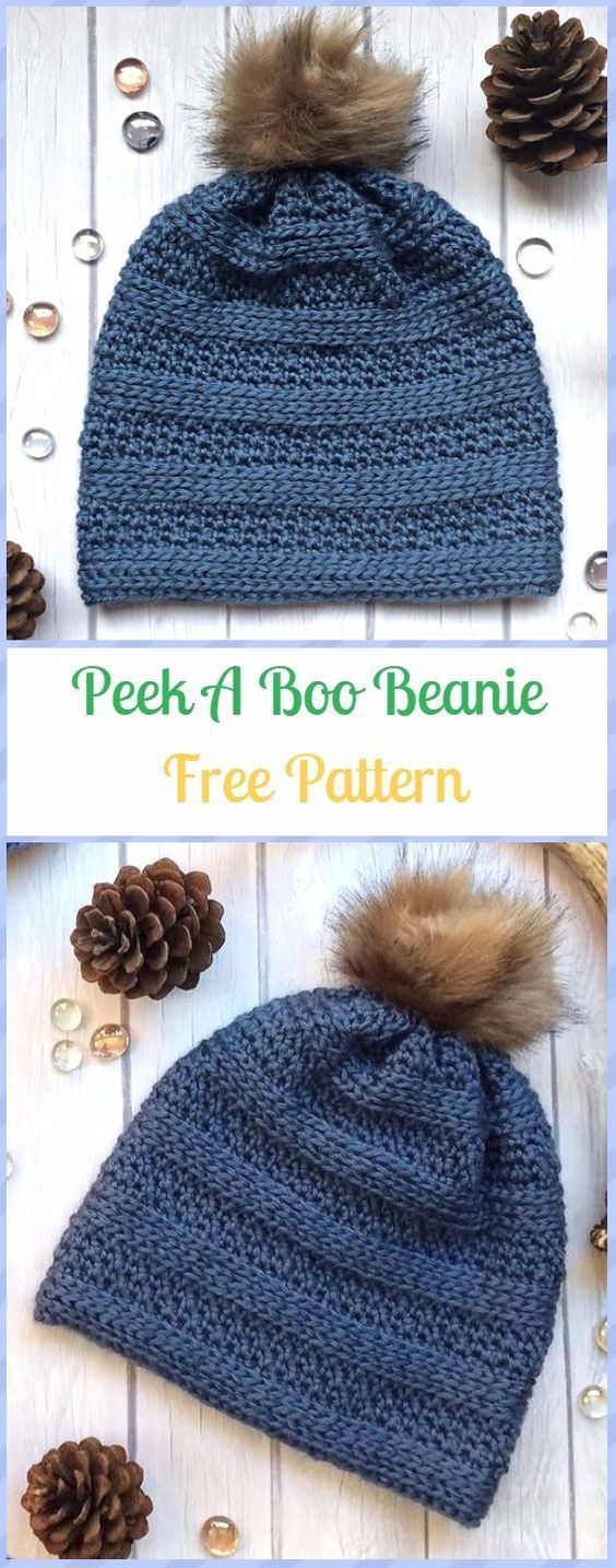 Crochet Peek A Boo Beanie Hat Free Pattern