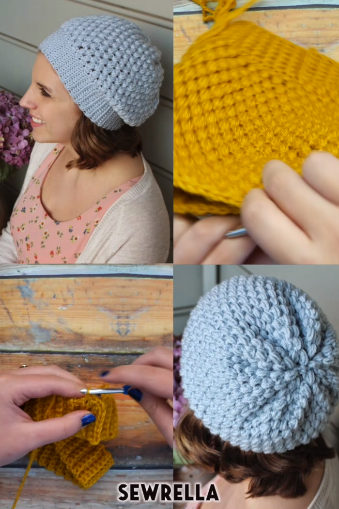 Crochet Puff Stitch Beanie Hat – free pattern :  Crochet puff stitch beanie hat …
