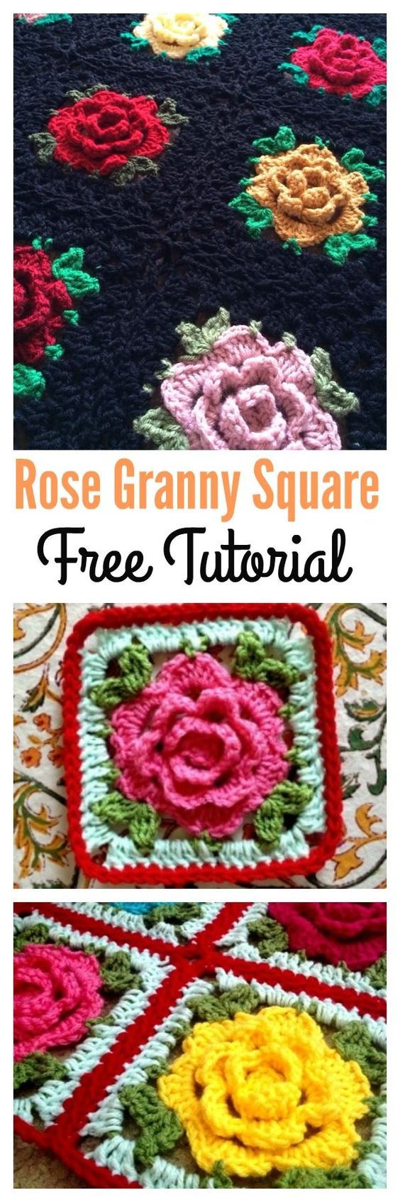Crochet Rose Granny Square Afghan Free Patterns