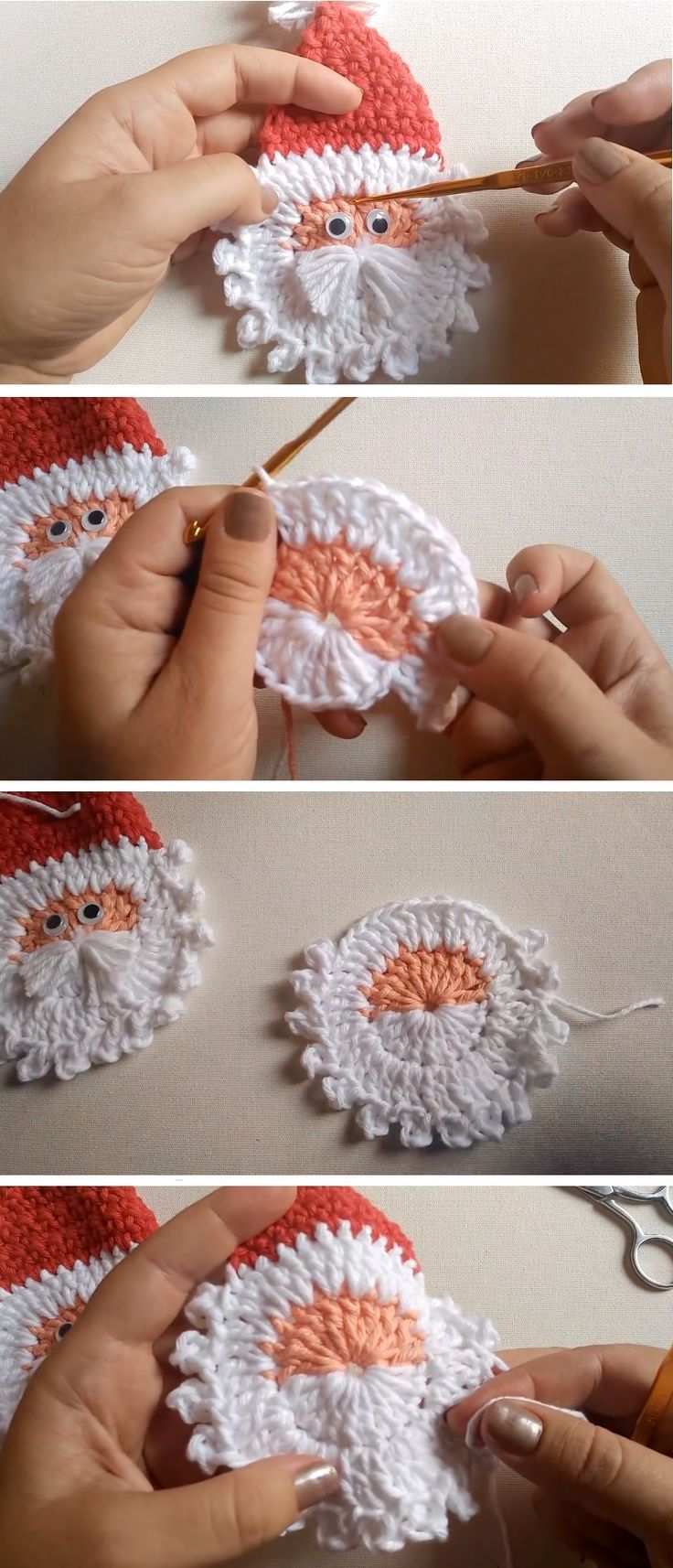 Crochet Santa Applique – Christmas Pattern – Crochet and Knitting Patterns