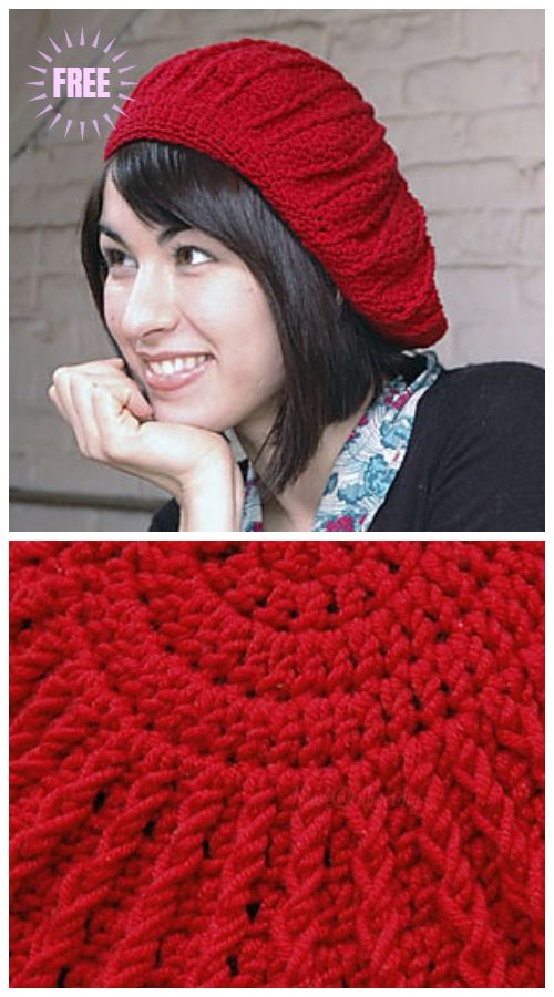 Crochet Sunburst Beret Hat Free Crochet Patterns
