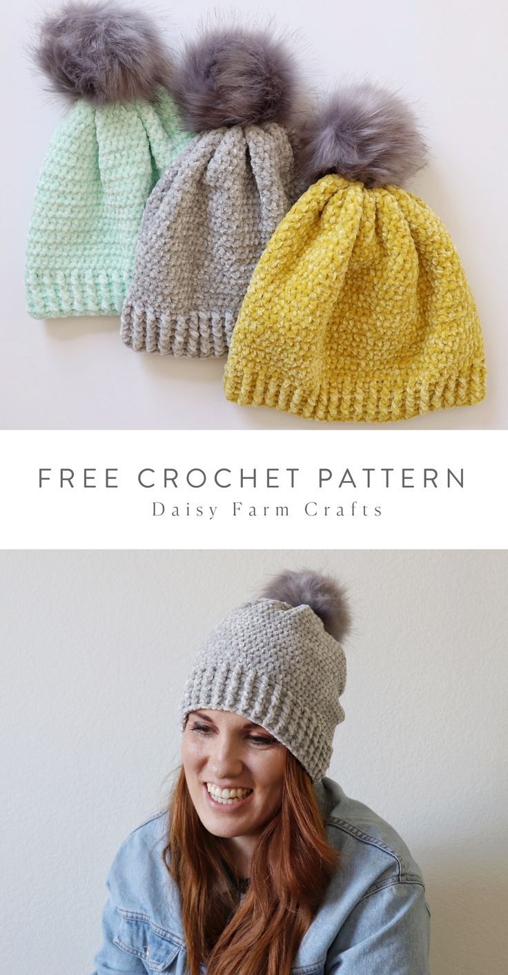 Crochet Velvet Winter Hat