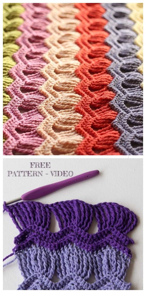 Crochet Vintage Fan Ripple Stitch Blanket Free Pattern