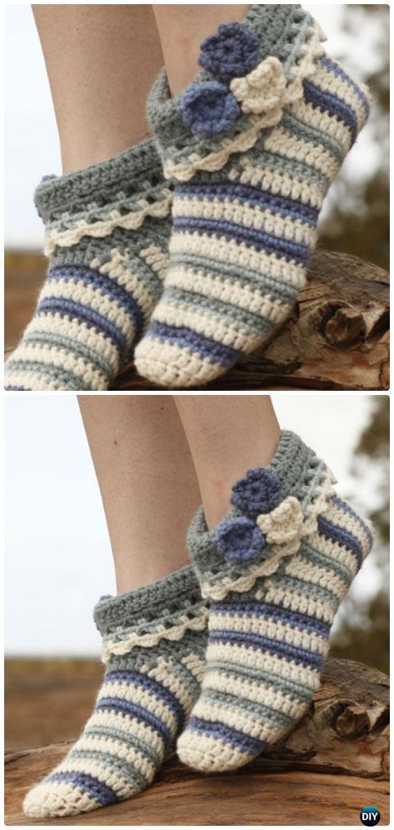 Crochet Women Slippers Free Patterns DIY Instructions -  #crochet #Diy #Free #Instructions #p...