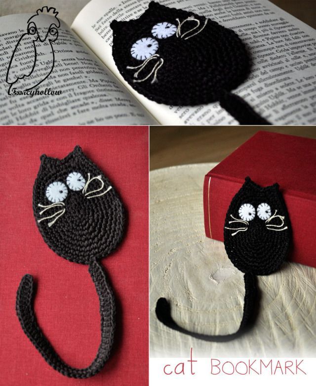 Crochet bookmark cat - Scheme. - Erica Cruz