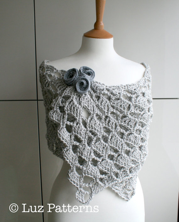Crochet pattern, Summer Evening wrap crochet pattern (145) Flowers pattern included
