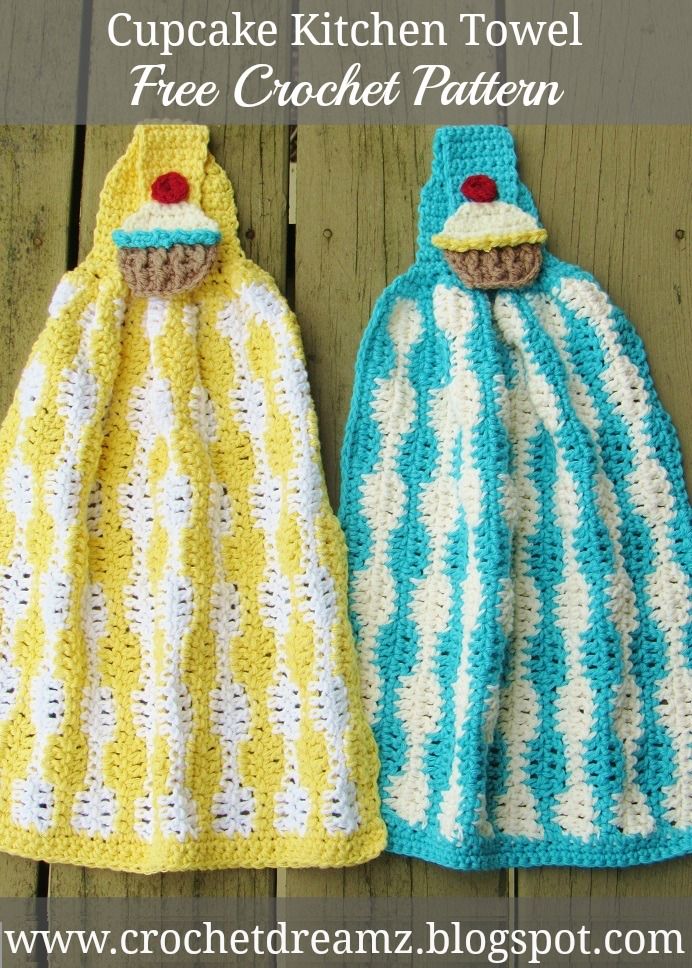Cup Cake Kitchen Towel Crochet Pattern, Free Crochet Pattern