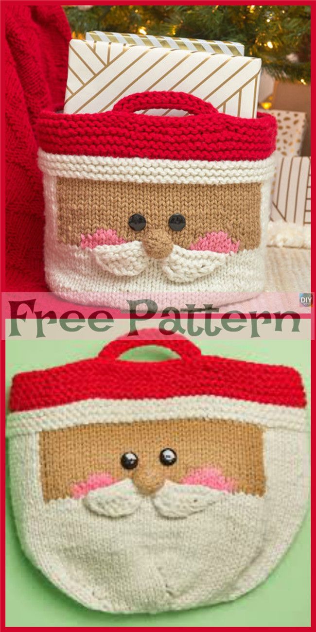 Cute Knit Santa Basket – Free Pattern