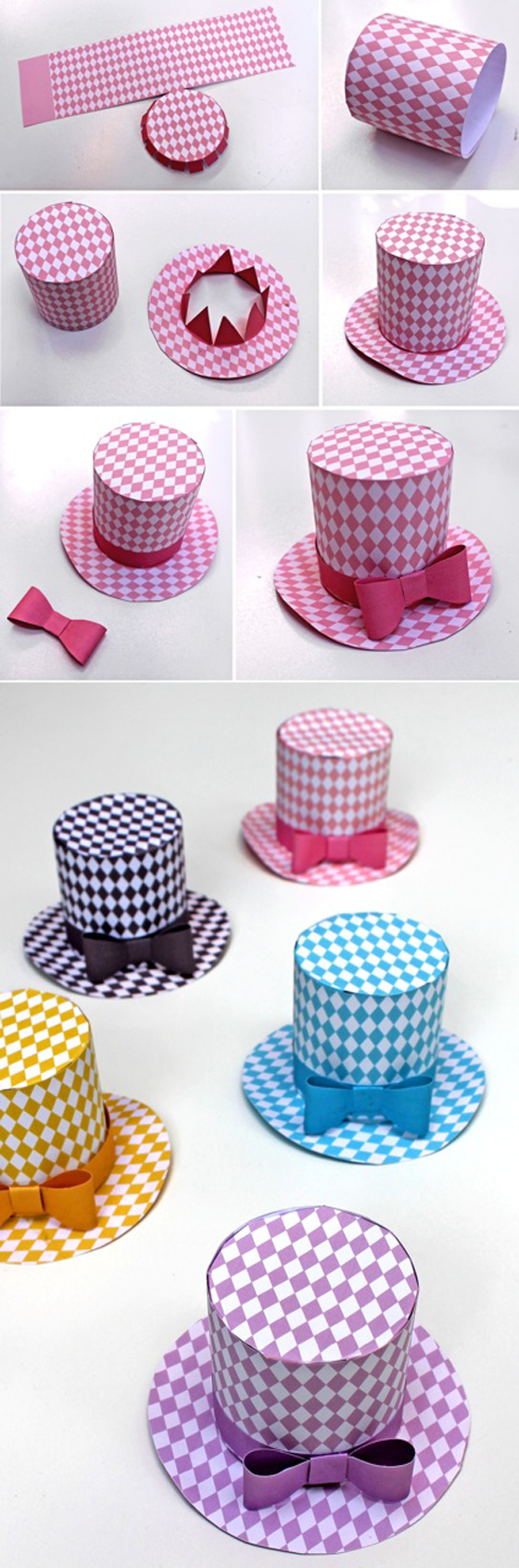 Cute fun Diamond mini top hat; 5 DIY printable. Easy to make
