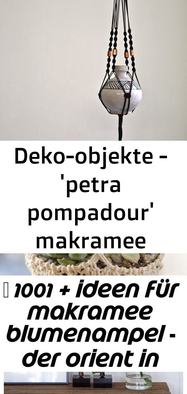 Deko-objekte – ‚petra pompadour‘ makramee blumenampel // schwarz – ein designerstück von californ 17