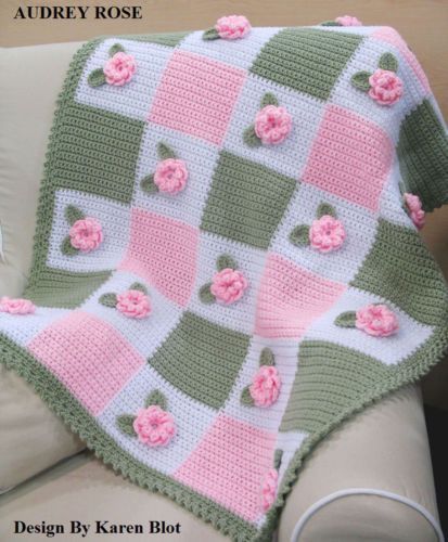 Details about VICTORIAN ‚AUDREY ROSE‘ Baby Crochet Afghan PATTERN 3-D