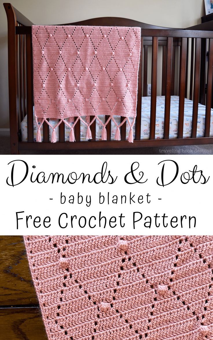Diamonds & Dots Baby Blanket Crochet Pattern : Traveling Hook Creative