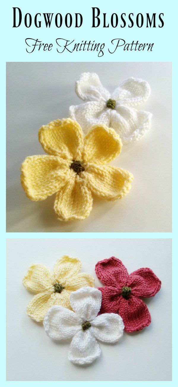 Dogwood Blossoms Free Knitting Pattern and Video Tutorial
