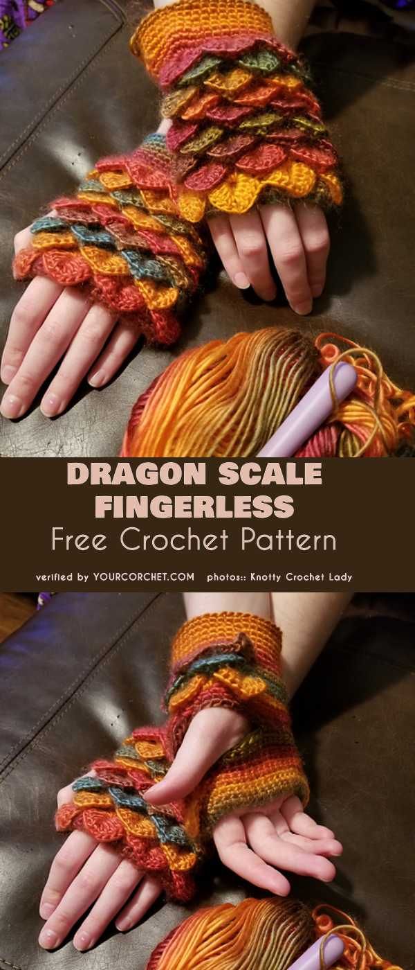 Dragon Scale Fingerless Free Crochet Pattern