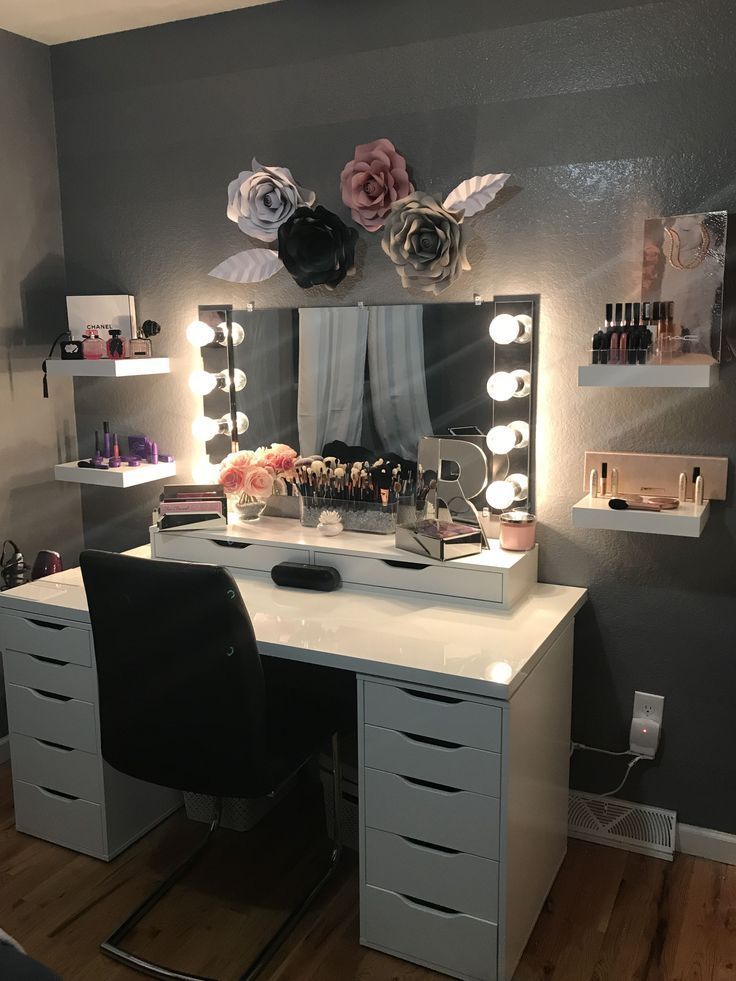 Eitelkeit Beauty Room Ikea Alex Make-up Room Papier Rosen Dekor#Schlafzimmer#mö