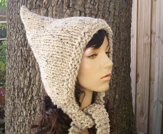 Elf Hat Womens Hat Pixie Hat Knit Hat Womens Winter Hat Pixie Hood – Gift For Her Fall Fashion – Pixie Hat Oatmeal