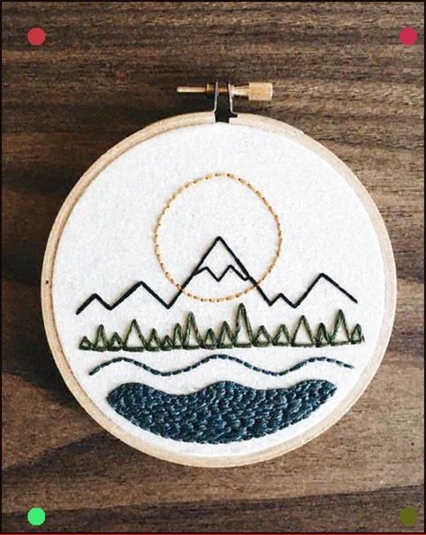 Embroidery Hoop Art Mountains