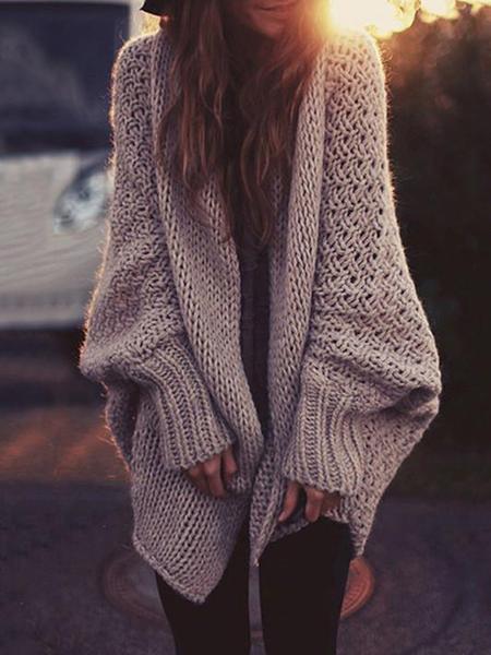 Fashion Solid Color Knit Sweater Cardigans Tops