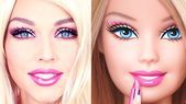 Frau wandelt sich in Barbie um der nur Make-up verwendet#colorful  #photoofthed…