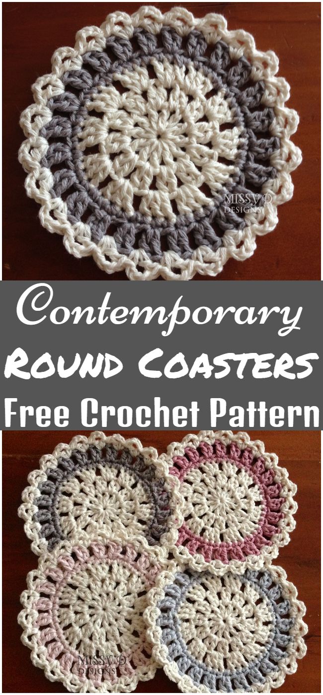 Free Crochet Contemporary Round Coasters Pattern