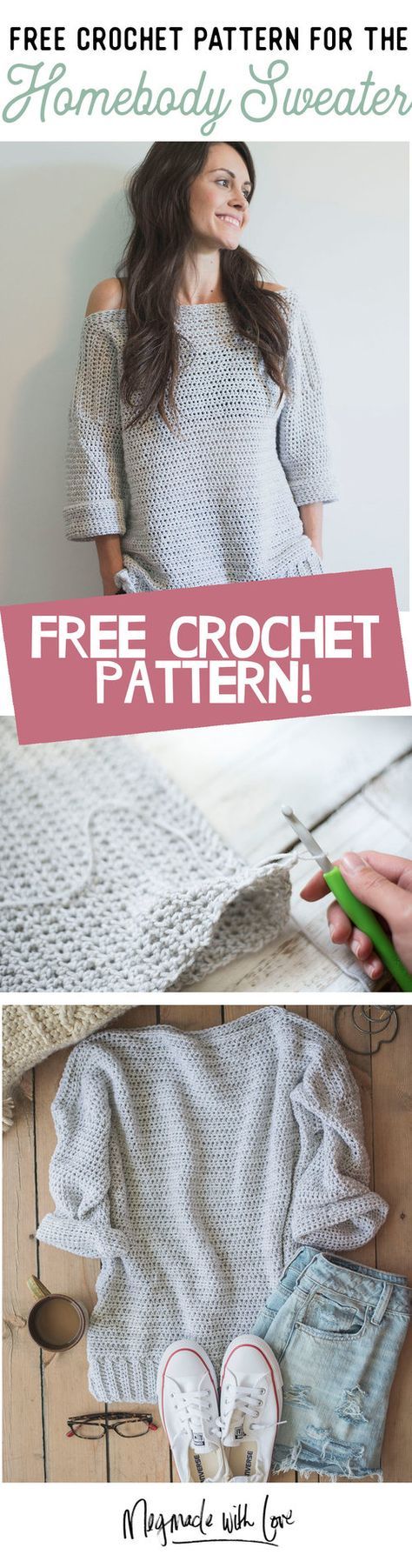 Free Crochet Pattern for The Homebody Sweater (Easy, Comfy and Cute!)