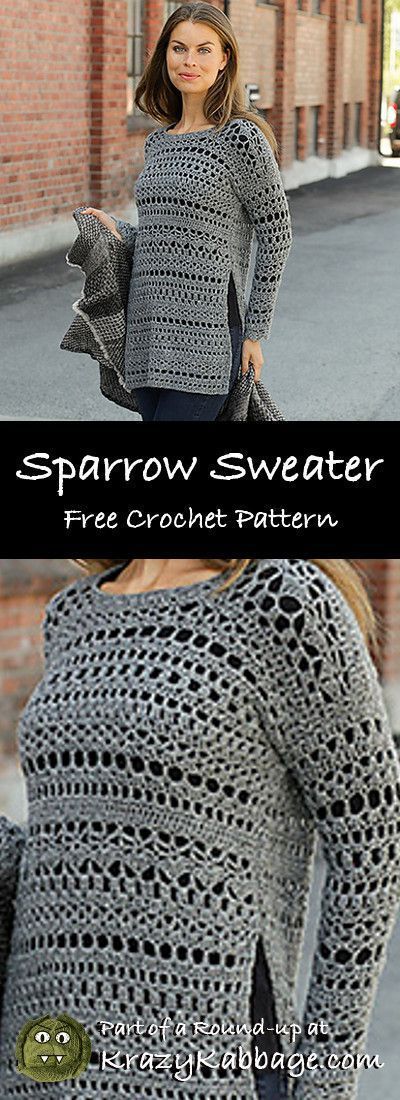 Free Crochet Sweater Patterns – Krazy Kabbage #crochet #freecrochetpattern #sw...