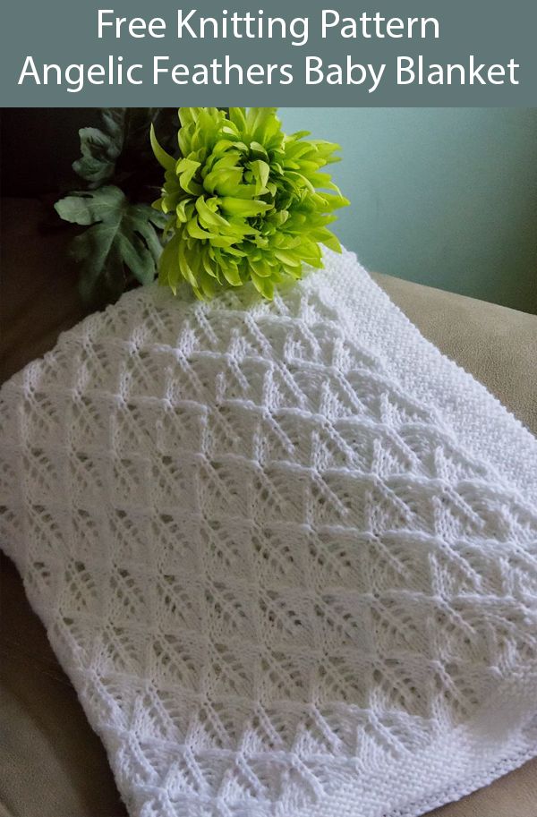 Free Knitting Pattern for Angelic Feathers Baby Blanket