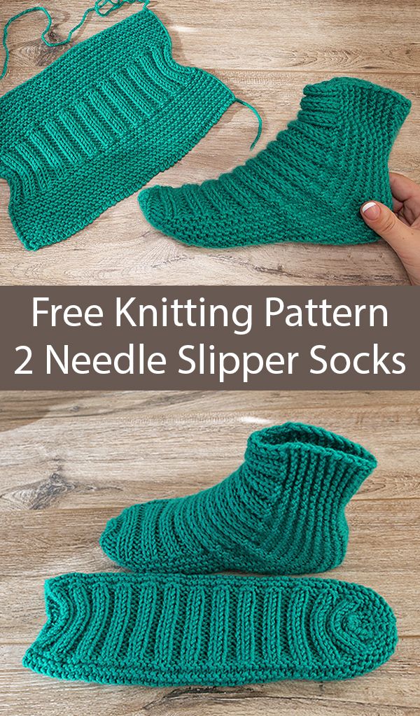 Free Knitting Pattern for Easy Two Needle Ribbed Slipper Socks