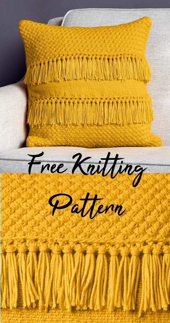 Free Knitting Pattern for a Texture and Fringe Pillow. :  Free Knitting Pattern …