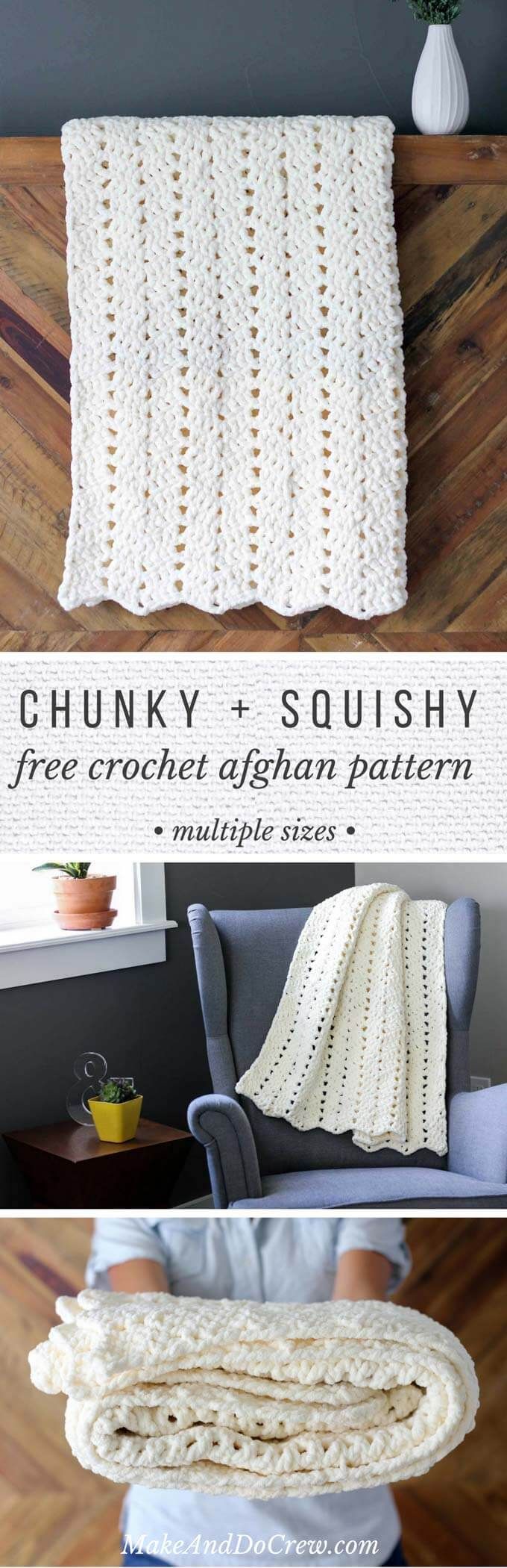 Free Modern + Chunky Crochet Blanket Pattern - Beginner-Friendly