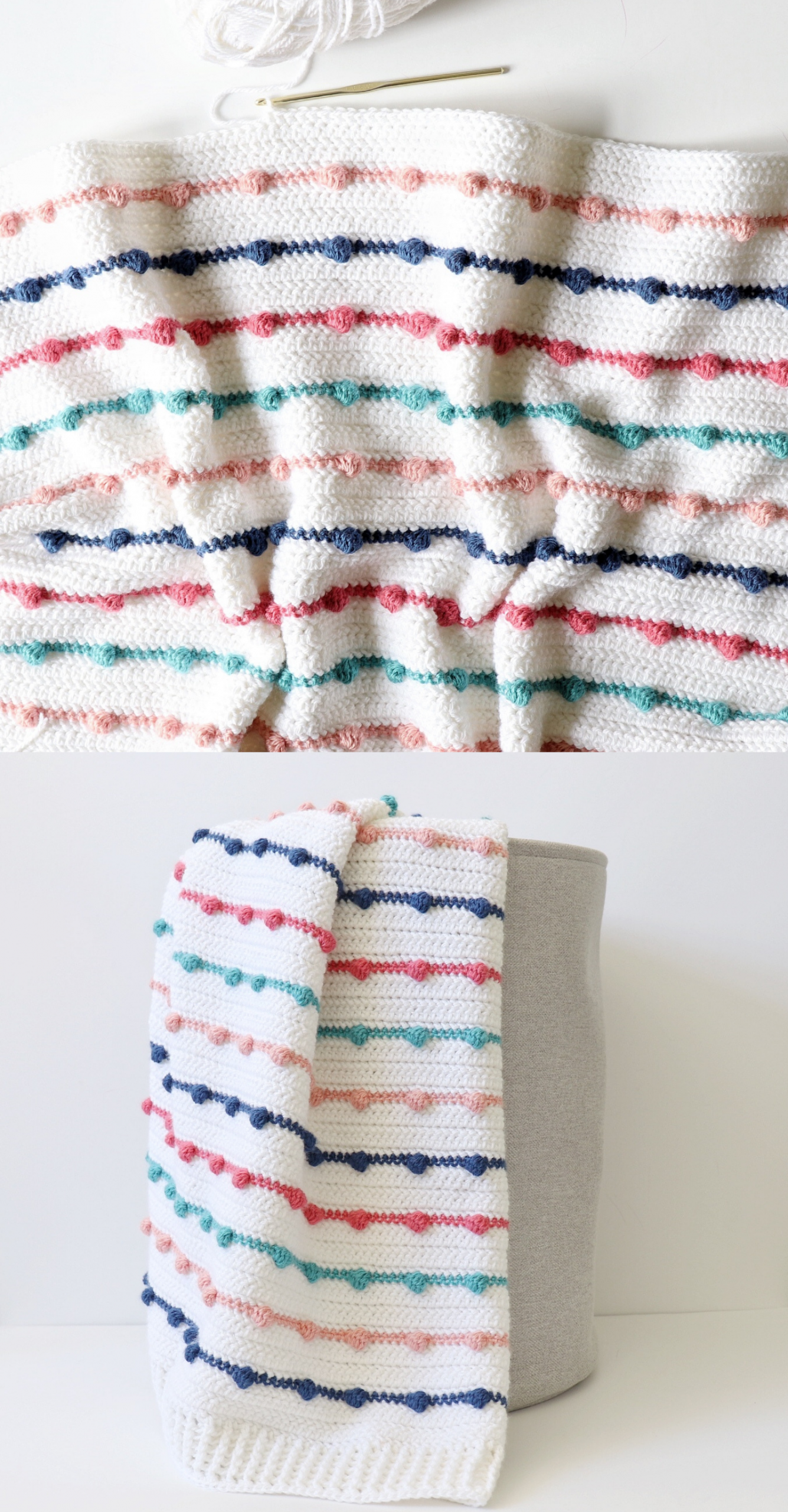 Free Pattern - Crochet Bobble Lines Baby Blanket
