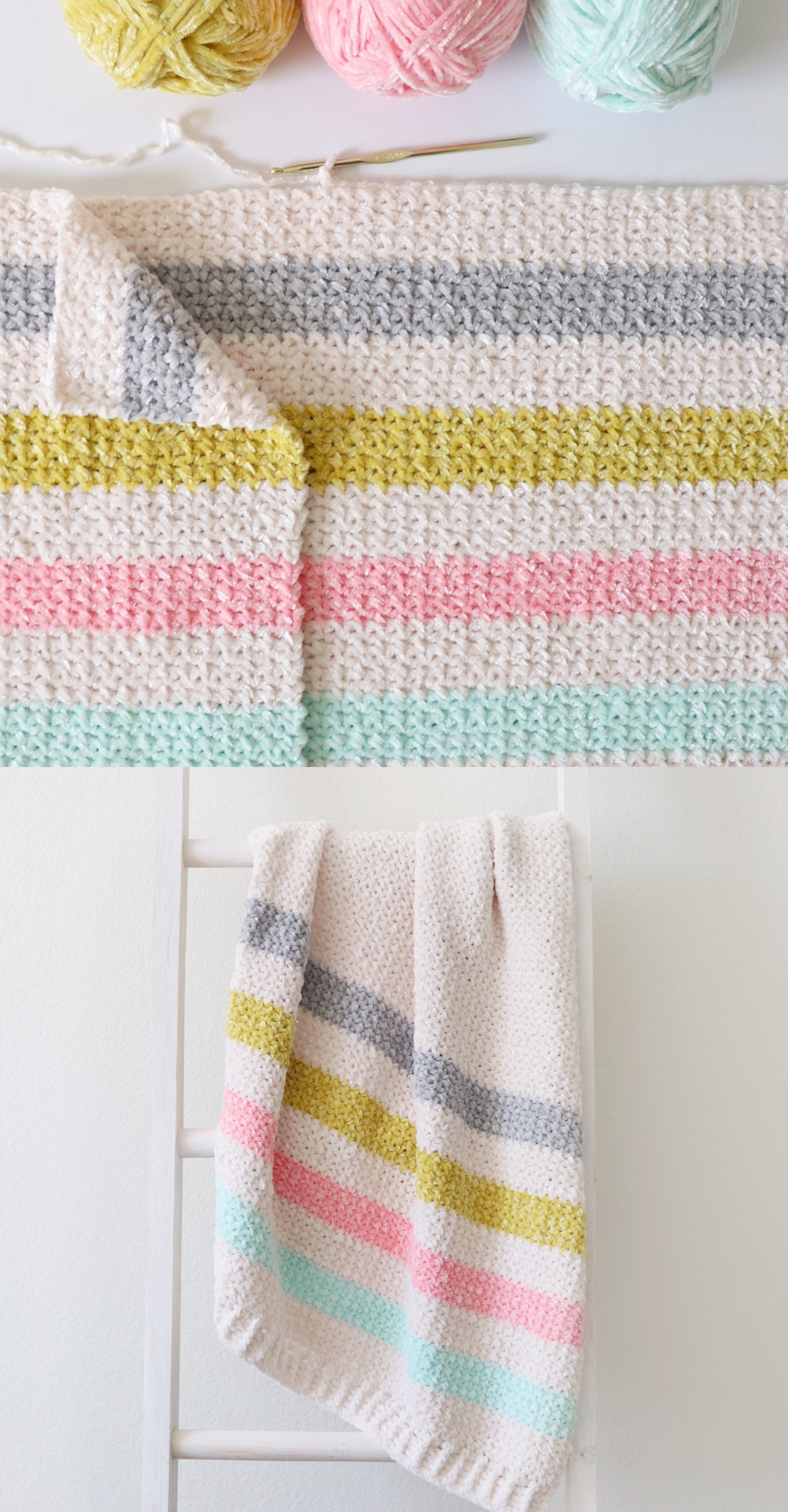 Free Pattern - Crochet Unicorn Stripes Baby Blanket