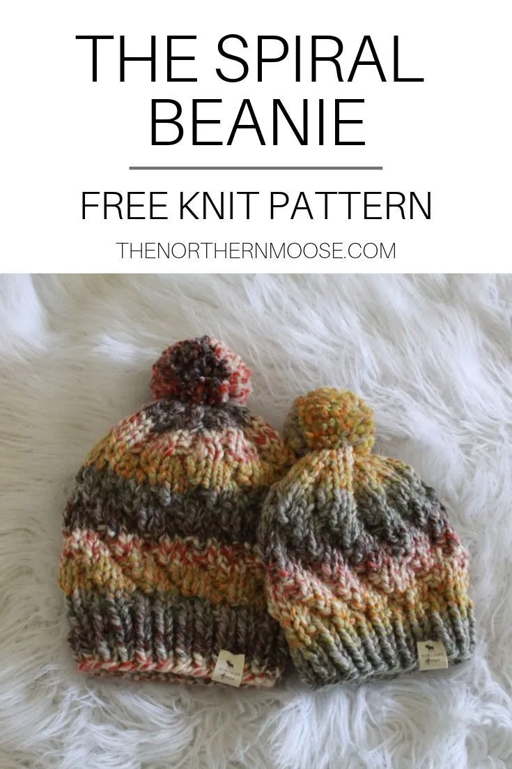 Free beanie knit pattern. Spiral beanie, knit hat. Chunky knitting pattern.
