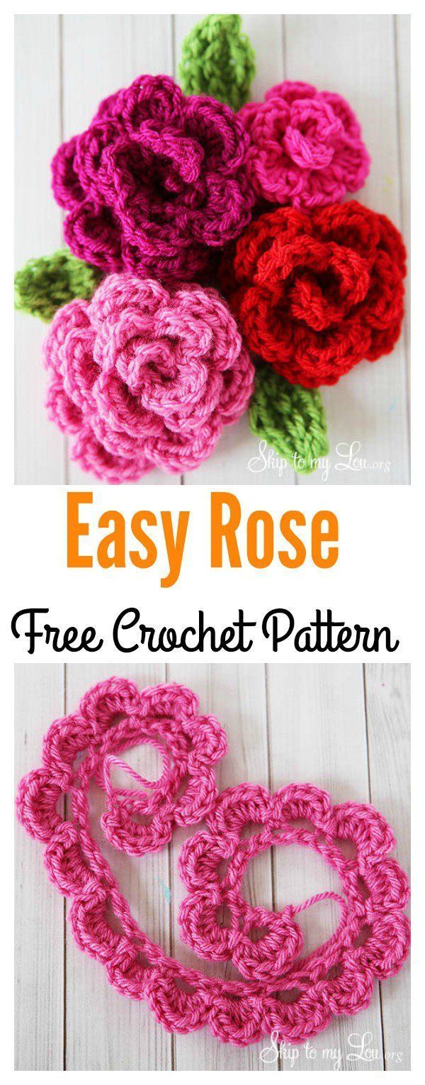 Free crochet rose pattern. An easy step by step tutorial to make beautiful croch...