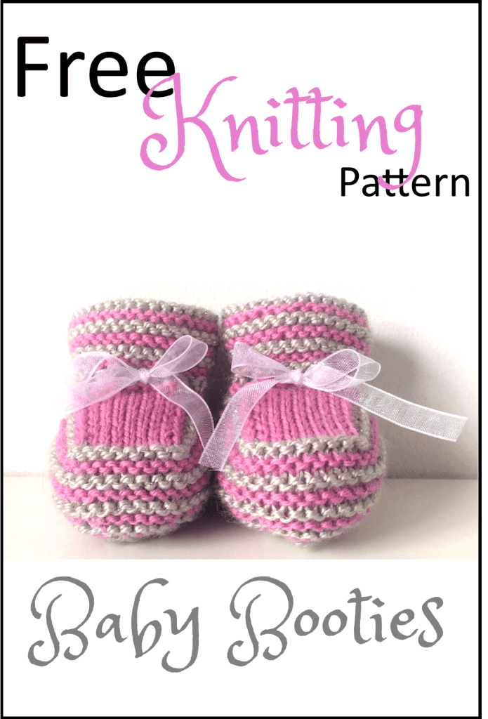 Free knitting pattern for cute baby booties knitted flat on two needles with sho…