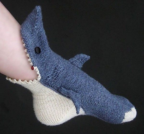Gestrickte Hai-Socken
