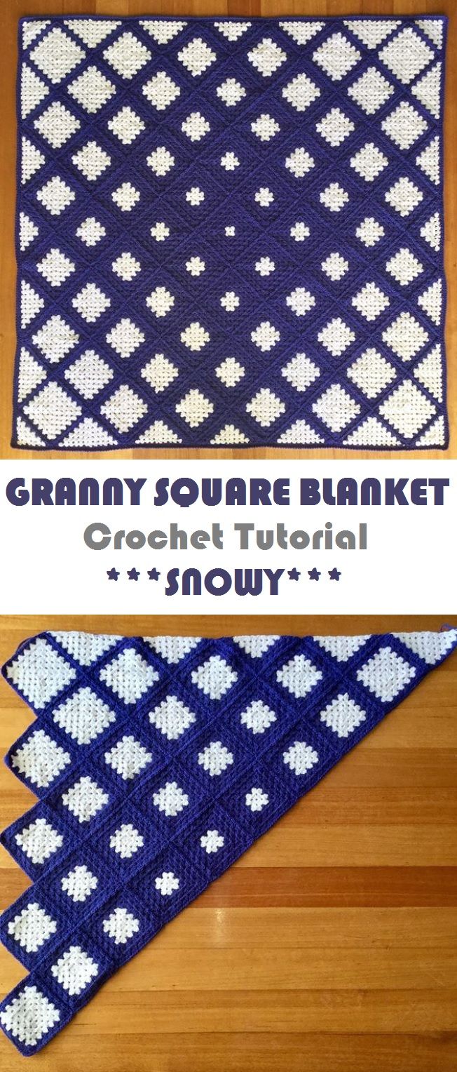 Granny Square Blanket – Snowy Design Pattern – Handmade paris