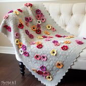 Häkeln Sie Decke Muster - Flowerghan - Häkelanleitung für Blumen Decke, afghanische Muster, B...