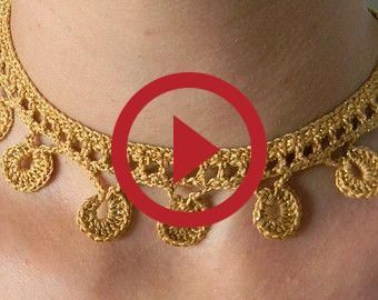Häkeln Sie Halskette Muster PDF für "Goldmünzen" häkeln Halskette, Halsband, Delika…