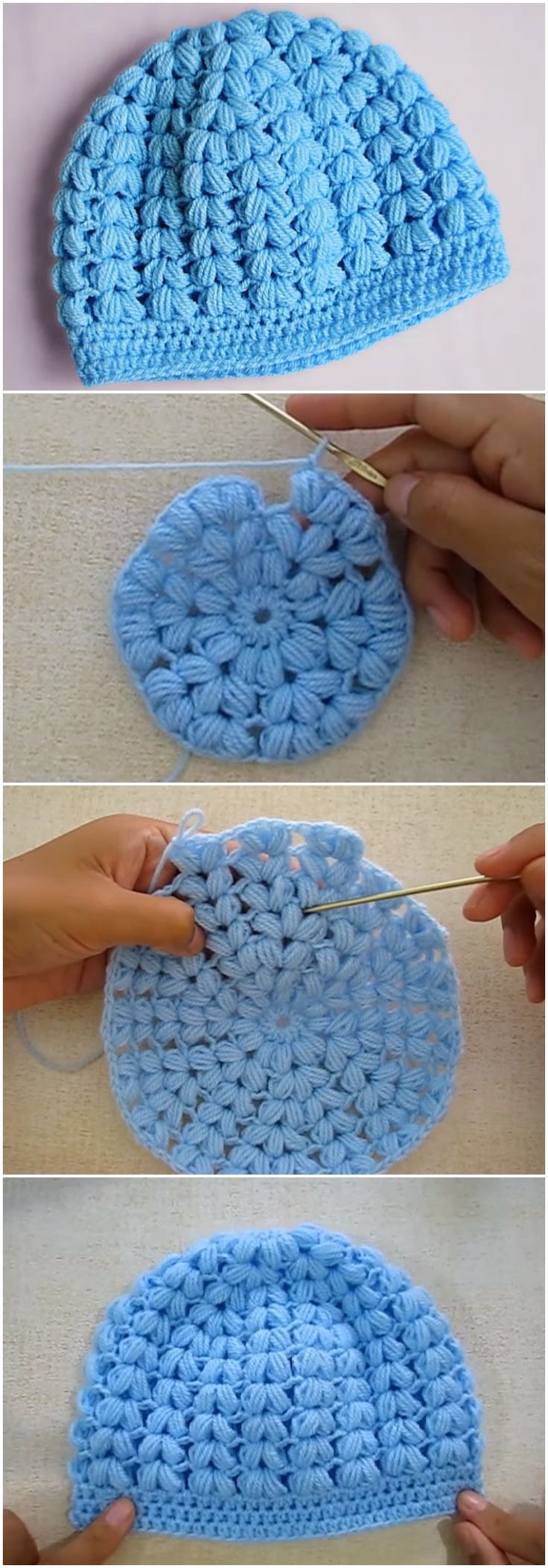 Häkeln Sie Puff Stitch Beanie Hat Free Pattern [Video